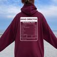 Band Director Nutrition Facts Sarcastic Graphic Women Oversized Hoodie Back Print Maroon