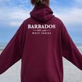 Barbados Retro Throwback Letter Cruise Souvenir Women Oversized Hoodie Back Print Maroon