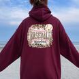 Baseball Grandma From Grandson Leopard Softball Mother's Day Women Oversized Hoodie Back Print Maroon