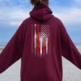 Baseball Usa Flag American Flag Vintage Women Oversized Hoodie Back Print Maroon