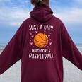 Basketball For Girls Just A Girl Who Loves Basketball Women Oversized Hoodie Back Print Maroon