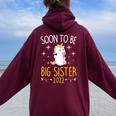 Become Big Sister 2022 Unicorn Women Oversized Hoodie Back Print Maroon