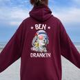 Ben Drankin 4Th Of July Benjamin Franklin Usa Flag Women Oversized Hoodie Back Print Maroon