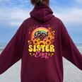 Best Sister Ever Sunflowers Colourful Rainbow Mother's Day Women Oversized Hoodie Back Print Maroon