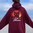 Black Cat Mom Mama Retro Wildlife Happy Mother's Day 2024 Women Oversized Hoodie Back Print Maroon