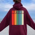 Blessed Christian Faith Inspiration Quote – Vintage Color Women Oversized Hoodie Back Print Maroon