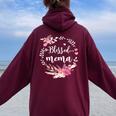 Blessed Mema Thanksgiving Floral Mother's Day Women Oversized Hoodie Back Print Maroon