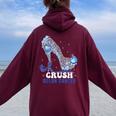 Blue Ribbon Colonscopy Colorectal Colon Cancer Women Oversized Hoodie Back Print Maroon