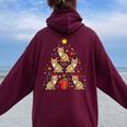 Bobcat Christmas Ornament Tree Dad Mom Women Oversized Hoodie Back Print Maroon