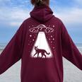 Bobcat Dad Mom Lover Alien Ufo Women Oversized Hoodie Back Print Maroon