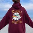 Book Adventure Library Student Teacher Book Women Oversized Hoodie Back Print Maroon