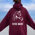 Boss Mare Horseback Riding Equestrians Horse Women Women Oversized Hoodie Back Print Maroon