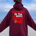 Brother Berry Sweet One Birthday Girl Strawberry Family Women Oversized Hoodie Back Print Maroon