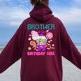 Brother Of The Birthday Girl Candyland Candy Birthday Women Oversized Hoodie Back Print Maroon