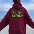 The Budfather Marijuana Bud Father Pot Plant Grower Dad's Women Oversized Hoodie Back Print Maroon