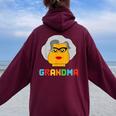 Building Block Brick Grandma Master Builder Family Matching Women Oversized Hoodie Back Print Maroon