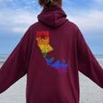 California Lgbtq Gay Lesbian Pride Rainbow Flag Women Oversized Hoodie Back Print Maroon