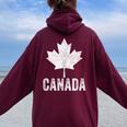 Canada Vintage Canadian Flag Leaf Maple Pride Women Women Oversized Hoodie Back Print Maroon