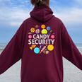 Candy Costumes Candy Sec-Urity Kid Women Oversized Hoodie Back Print Maroon