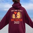 Can't Expect To Become Big Sister Hedgehog Women Oversized Hoodie Back Print Maroon