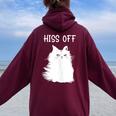Cat Themed For Meow Cat Hiss Off Women Oversized Hoodie Back Print Maroon