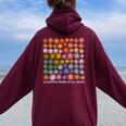 Celebrate Minds Of All Kinds Autism Awareness Flower Be Kind Women Oversized Hoodie Back Print Maroon
