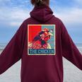 The Chicken Poster Vintage Country Farm Animal Farmer Women Oversized Hoodie Back Print Maroon