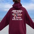 Only Child Promoted To Big Sister Of Twins Effective 2024 Women Oversized Hoodie Back Print Maroon