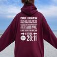 Christian Bible Verse Jeremiah 29 11 Hope Future Quote God Women Oversized Hoodie Back Print Maroon