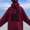 Cigars Whiskey Guns & Freedom Drinking Usa Flag Gun Women Oversized Hoodie Back Print Maroon