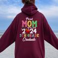 Class 2024 Graduation Proud Mom Of A 2024 5Th Grade Graduate Women Oversized Hoodie Back Print Maroon