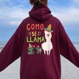 Como Se Llama Cinco De Mayo Mexican Women Oversized Hoodie Back Print Maroon