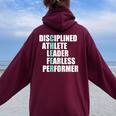 Cool Cheer Disciplined Athlete Leader Fearless Performer Women Oversized Hoodie Back Print Maroon