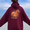 Cool Horse Farm Animal Roller Skating Women Oversized Hoodie Back Print Maroon