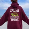Cool Sea Turtle For Tortoise Turtle Lover Women Oversized Hoodie Back Print Maroon