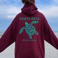 Costa Rica Sea Turtle Retro Boy Girl Vacation Souvenir Women Oversized Hoodie Back Print Maroon