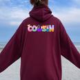 Cousin Birthday Girl Pig Family Party Decorations Women Oversized Hoodie Back Print Maroon