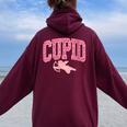 Cupid University Cute Women's N Girl Valentine's Day Women Oversized Hoodie Back Print Maroon