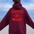 Cupid University Valentine's Day Graphic Women Oversized Hoodie Back Print Maroon