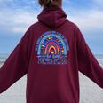 Cute Autism Mom Autism Awareness Be Kind Support Women Oversized Hoodie Back Print Maroon