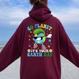 Dabbing Earth Day 2024 Groovy Go Planet It's Your Earth Day Women Oversized Hoodie Back Print Maroon