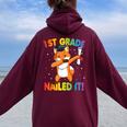 Dabbing Fox 1St Grade Graduation Nailed It Dab Dance Women Oversized Hoodie Back Print Maroon