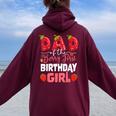 Dad Of The Berry First Birthday Of Girl Strawberry Father Women Oversized Hoodie Back Print Maroon