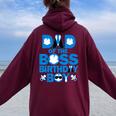 Dad And Mom Of The Boss Birthday Boy Baby Family Party Women Oversized Hoodie Back Print Maroon