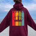 Diana Idea For Girls First Name Vintage Diana Women Oversized Hoodie Back Print Maroon
