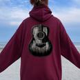 Distressed Acoustic Guitar Vintage Player Rock & Roll Music Women Oversized Hoodie Back Print Maroon