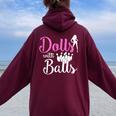 Dolls With Balls Bowling Girls Trip Team Bowler Women Oversized Hoodie Back Print Maroon