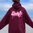 Dolly First Name Girl Vintage Style 70S Personalized Retro Women Oversized Hoodie Back Print Maroon