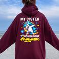 Down Syndrome Sister Awareness Day Down Right Awesome Sister Women Oversized Hoodie Back Print Maroon