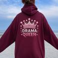 Drama Queen Theatre Actress Thespian Women Oversized Hoodie Back Print Maroon